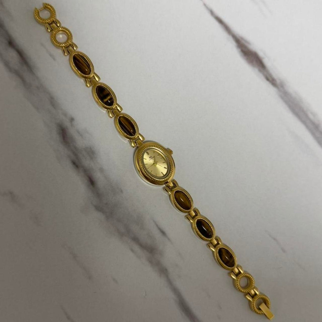 Mini watch Brown natural stone