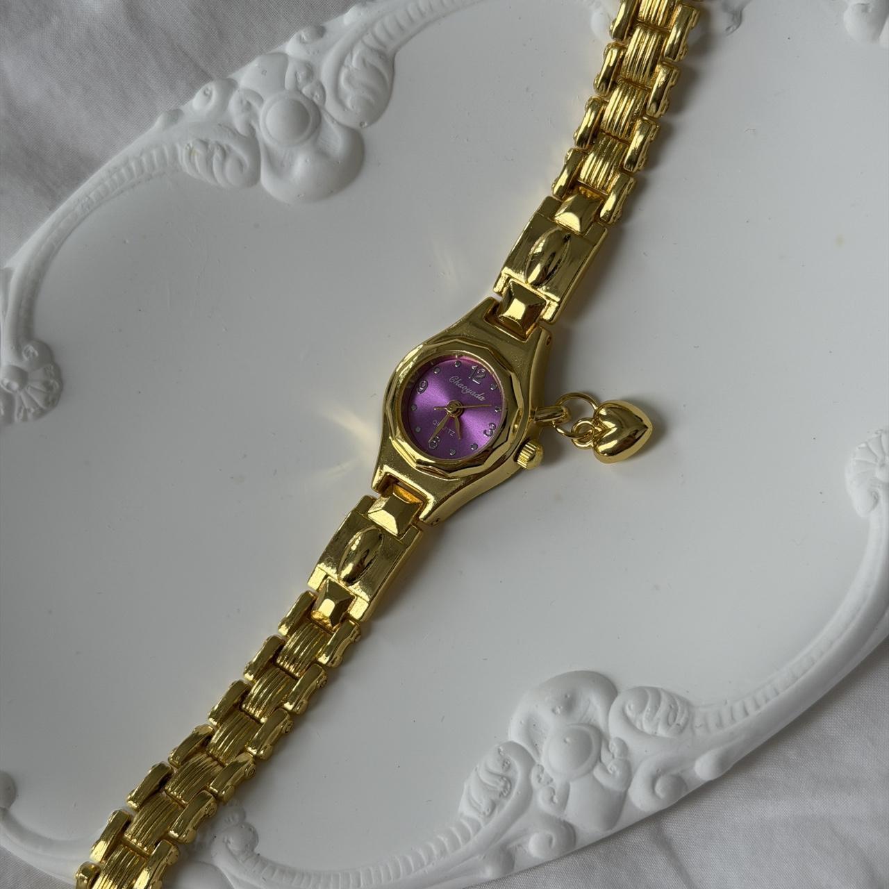 Malvina Gold/Purple Watch Heartr Charm