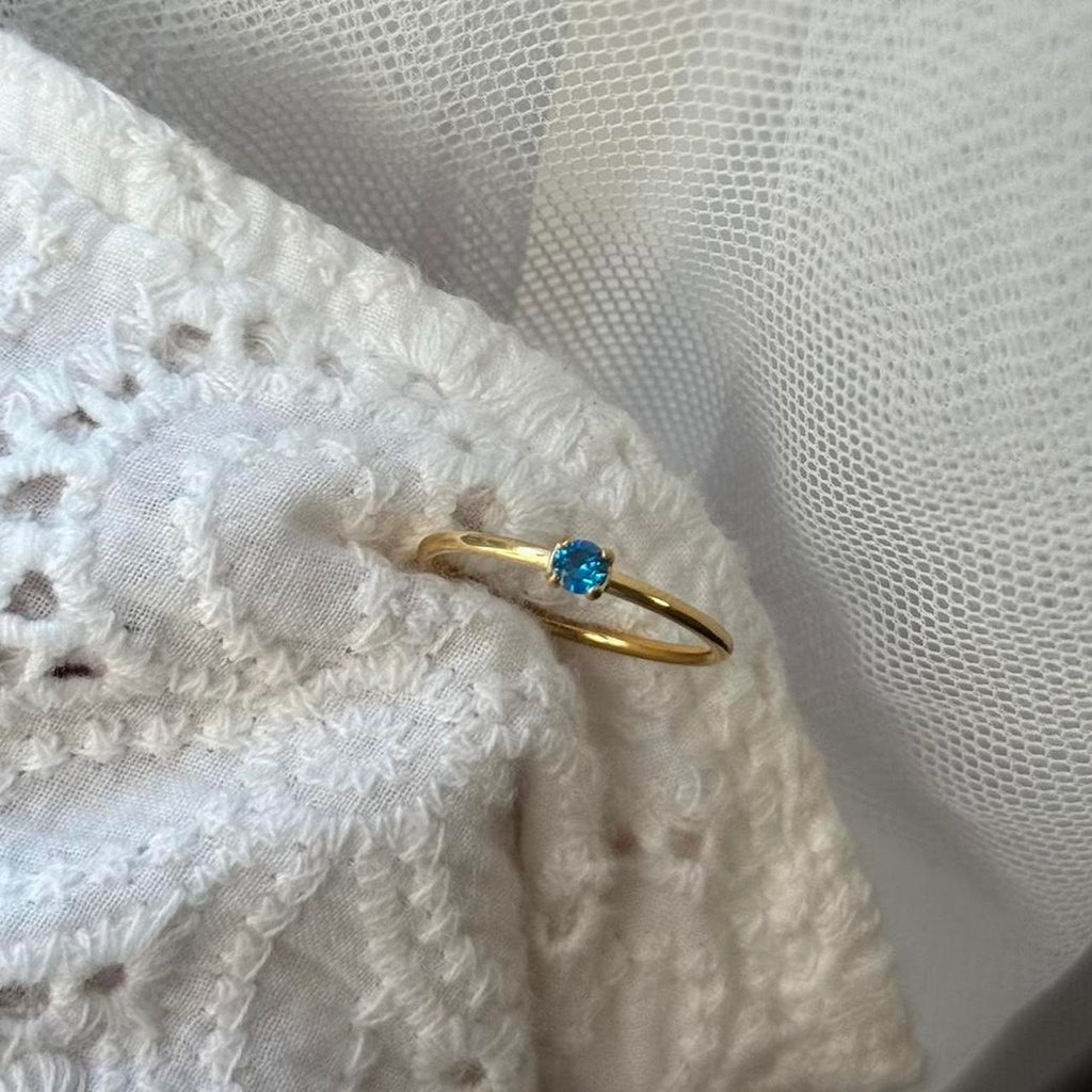 Gold/Blue Zircon Stone Ring