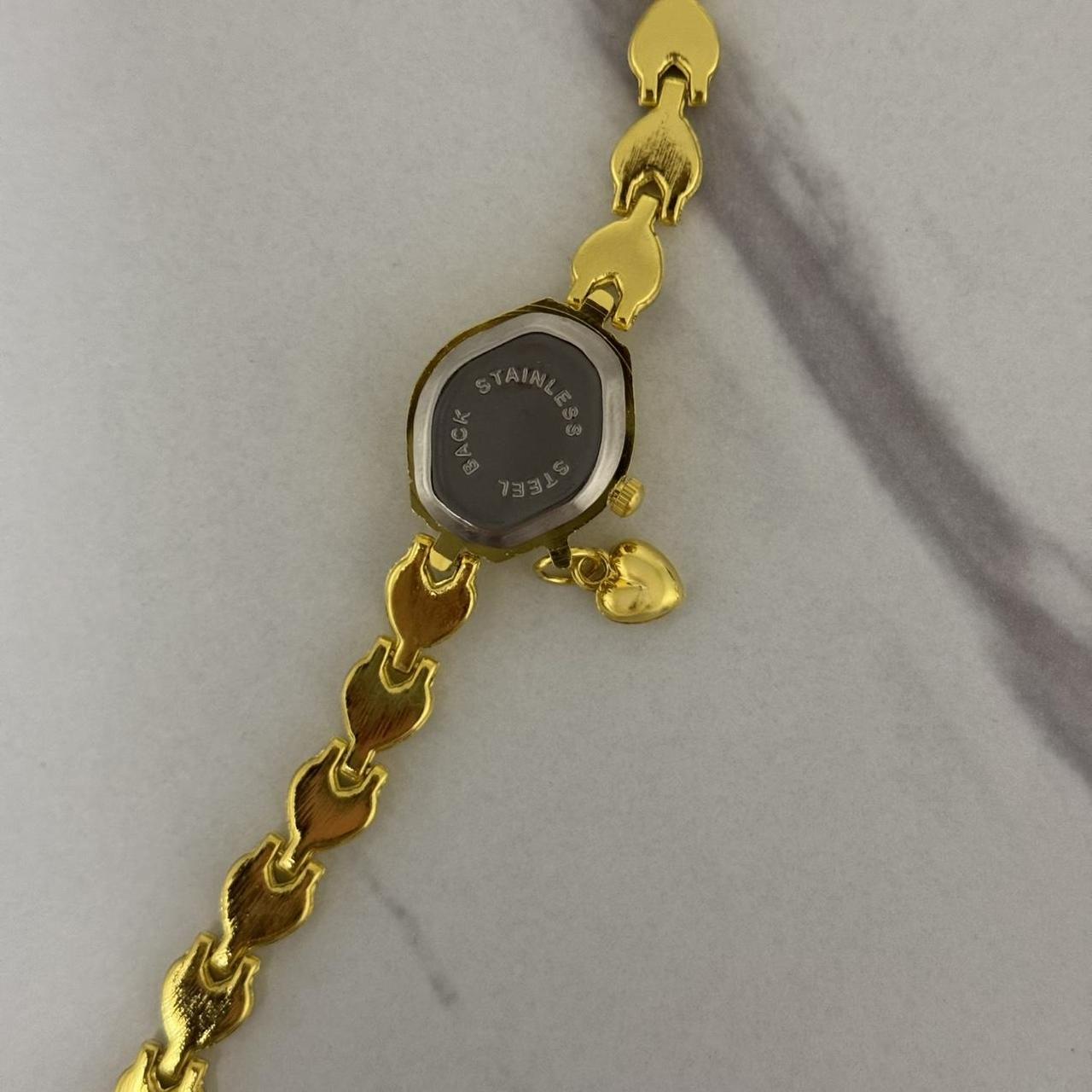 Gold/Black Mini Watch Heart Charm