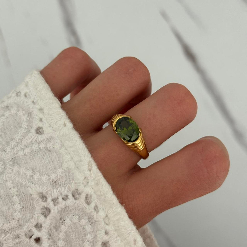 Vintage Vibe Green Zircon Stone Ring