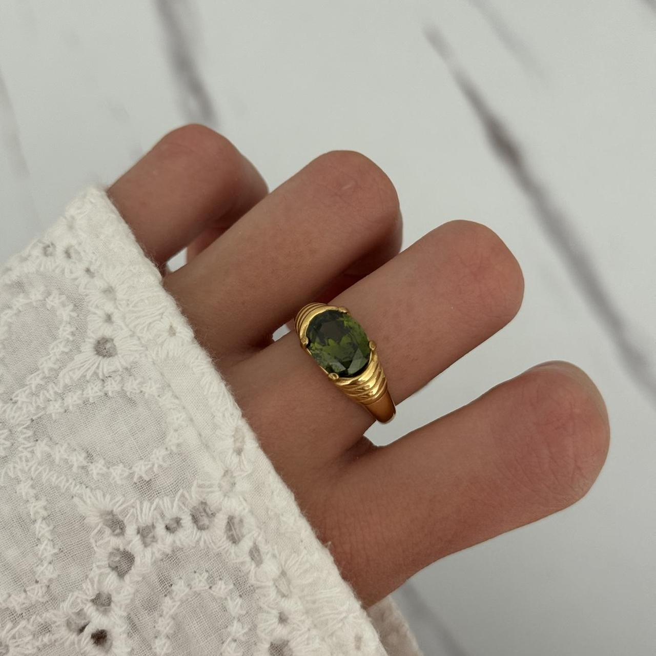 Vintage Vibe Green Zircon Stone Ring
