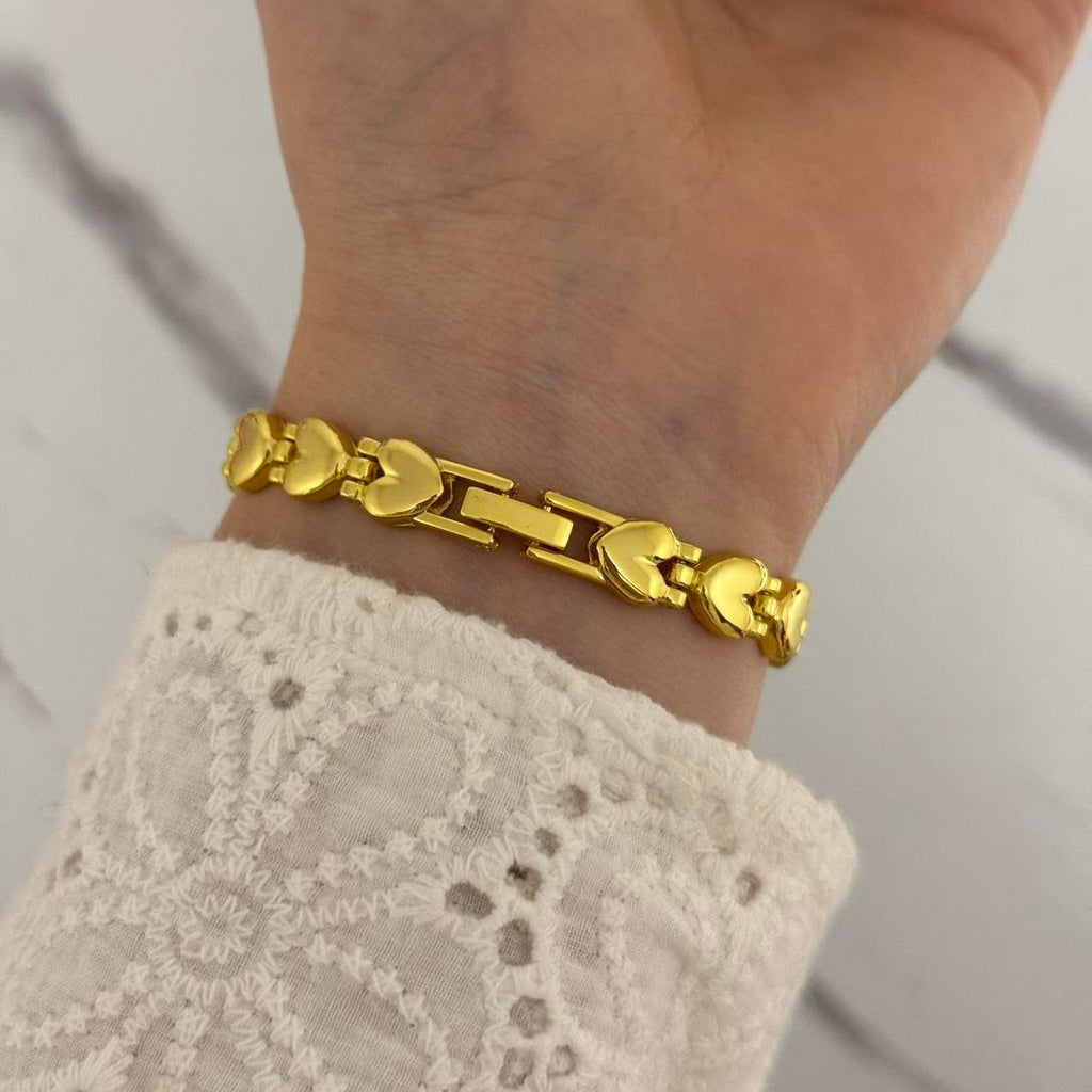 Gold/Pink Mini Watch heart Charm