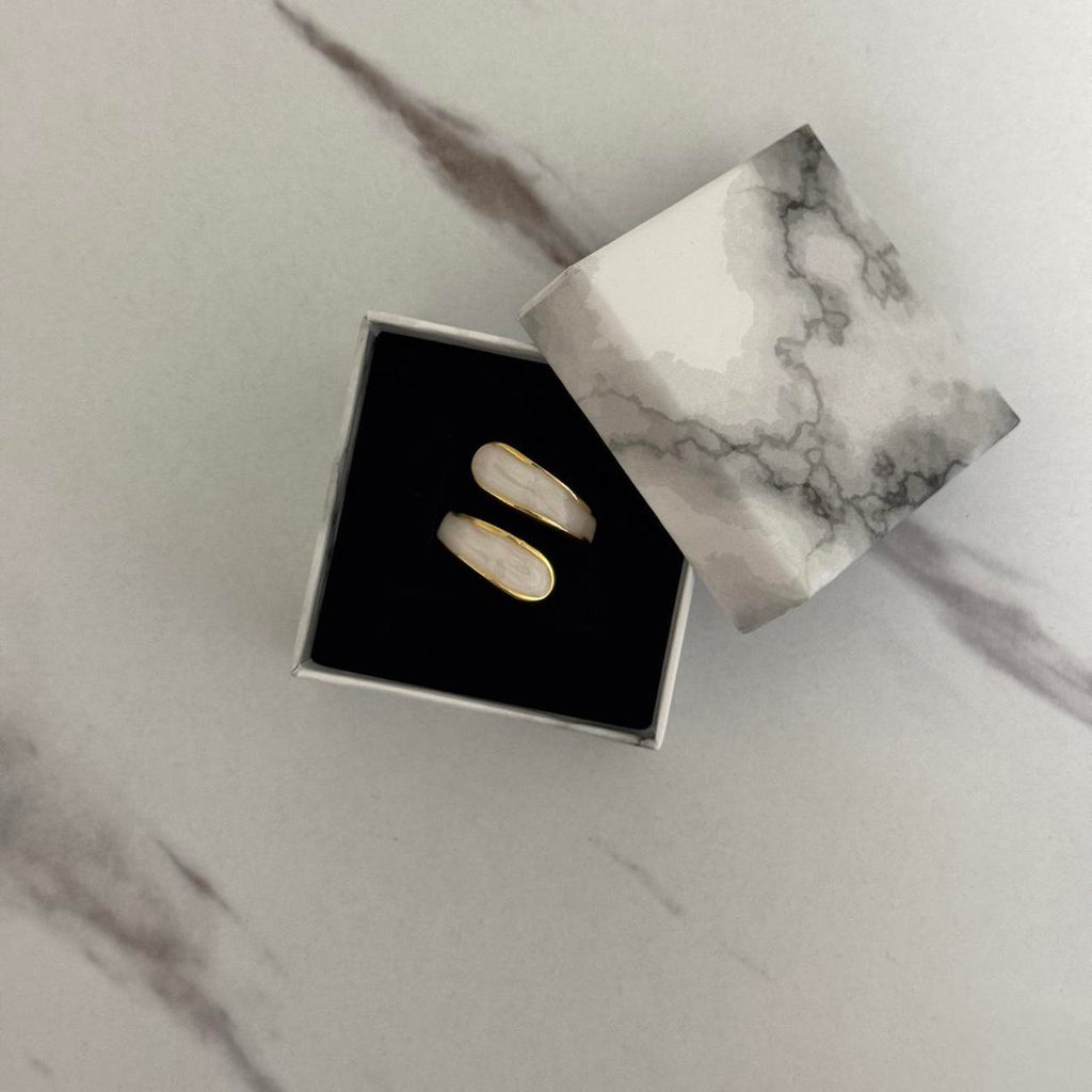 Gold White Drop Ring