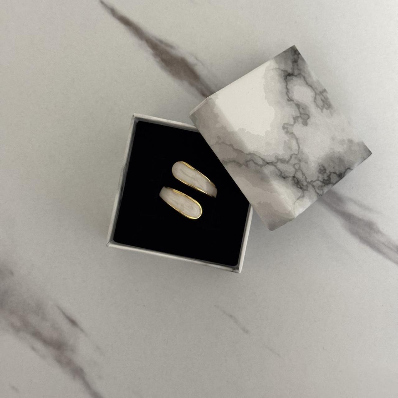 Gold White Drop Ring