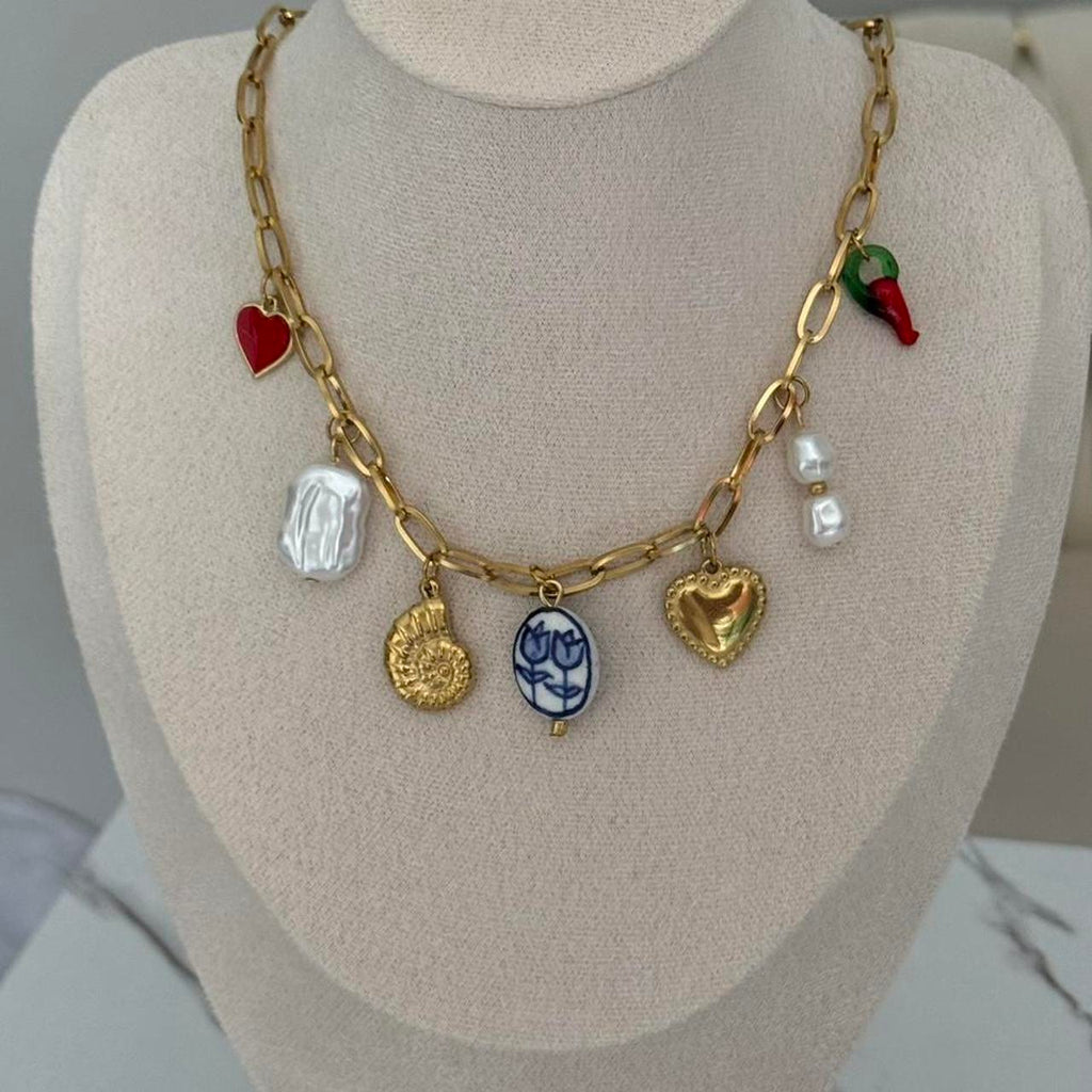 Gold Multicolour Pedants Chain Neacklace