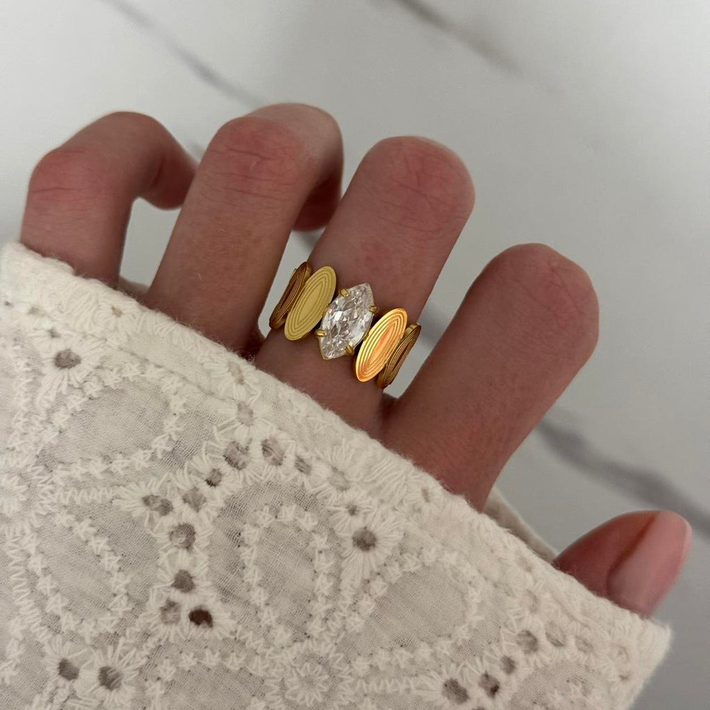 Gold Zircon Stone Solitaire Ring