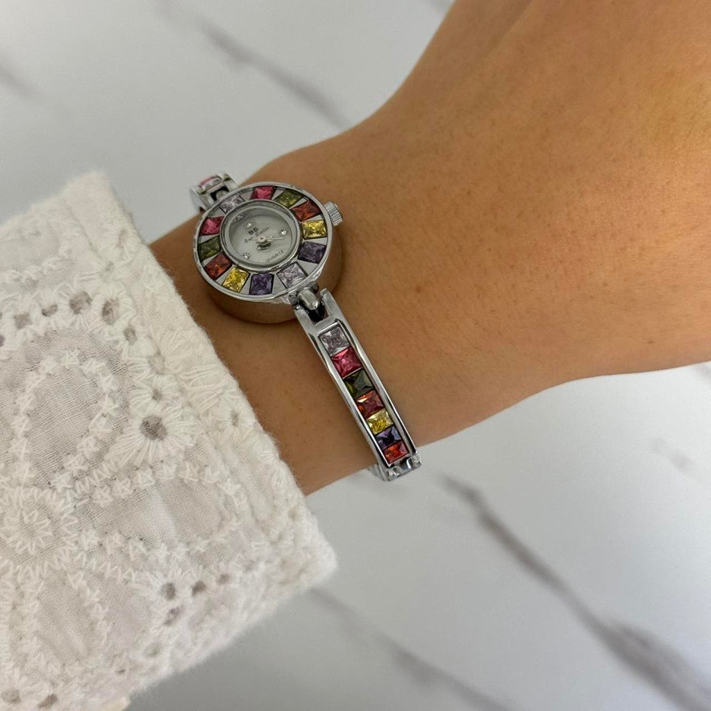 Watch multicoloured zircon stone