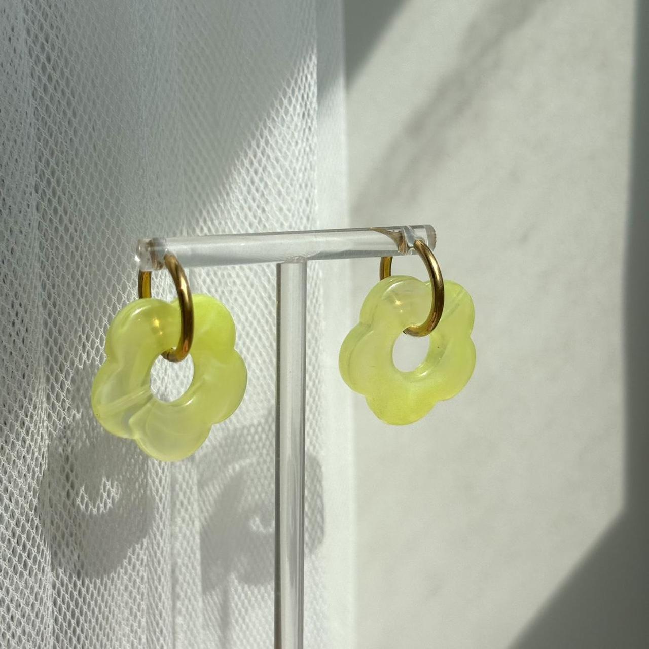 Gold/Green Hoop Earrings