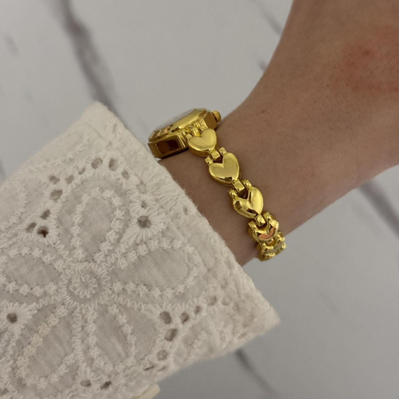 Gold/Pink Mini Watch heart Charm