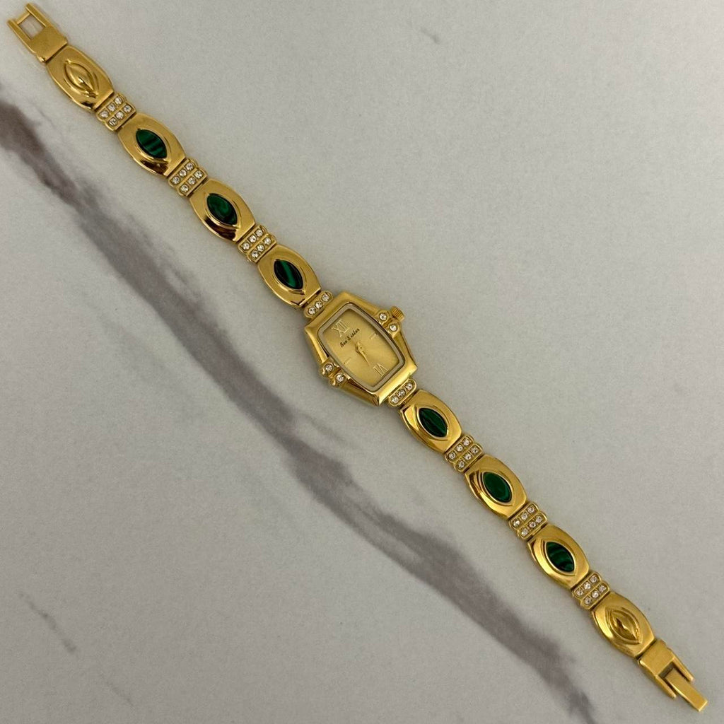 Gold/Multicolour Stones Watch