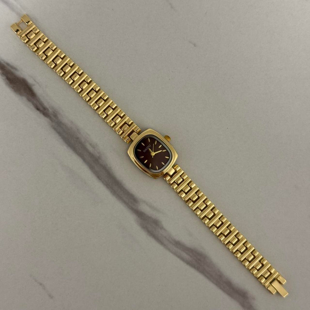 Gold/Burgundy Mini Watch