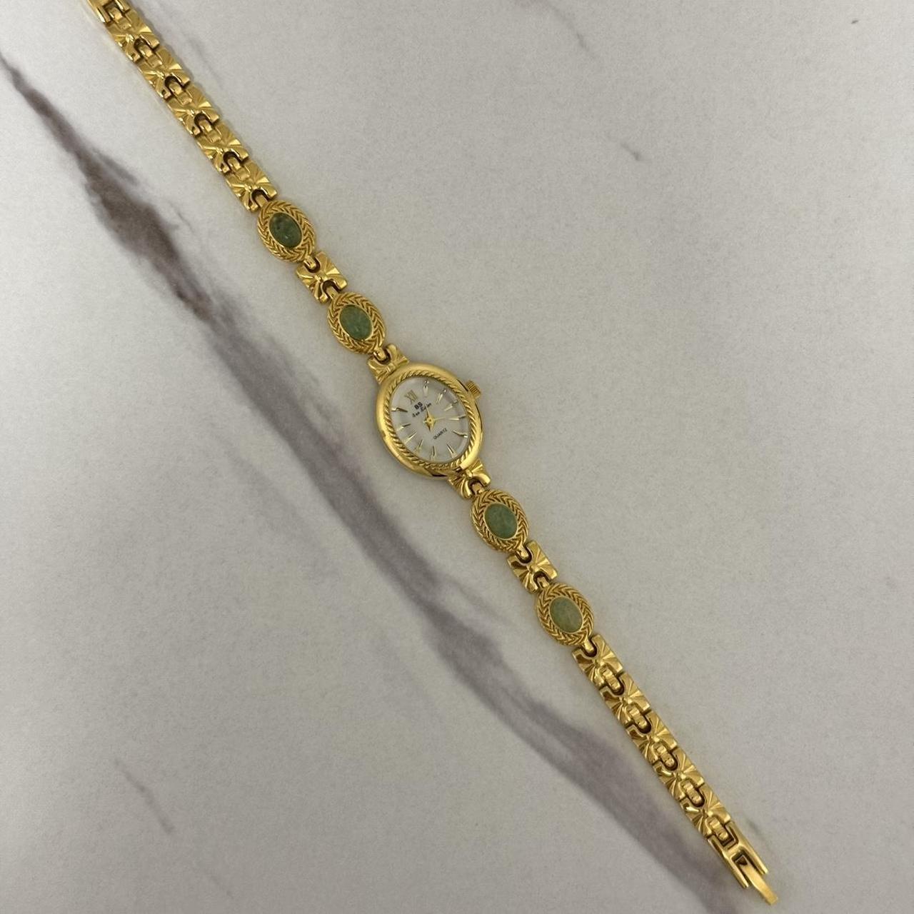 Elina Gold/Green Stones Mini Watch