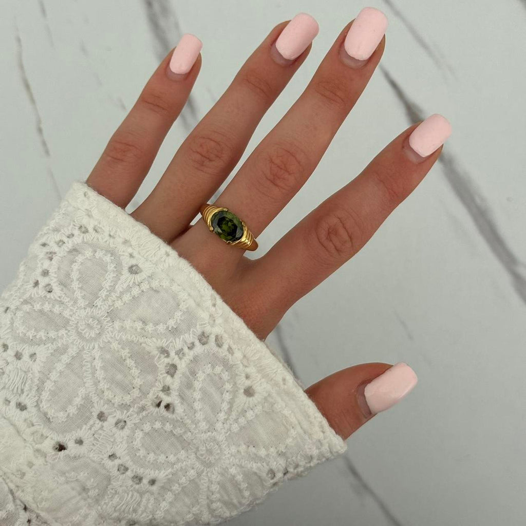Vintage Vibe Green Zircon Stone Ring