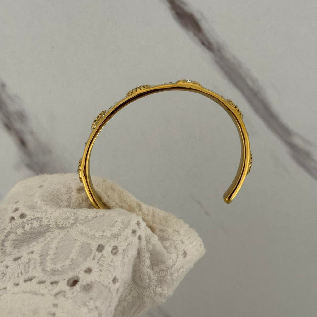 Vintage Vibe Gold Sun Flowers Zircon Stones Bracelet