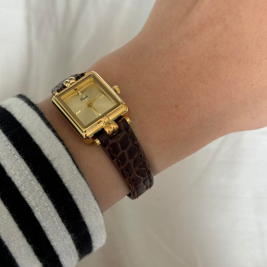 Square Brown/Gold Watch