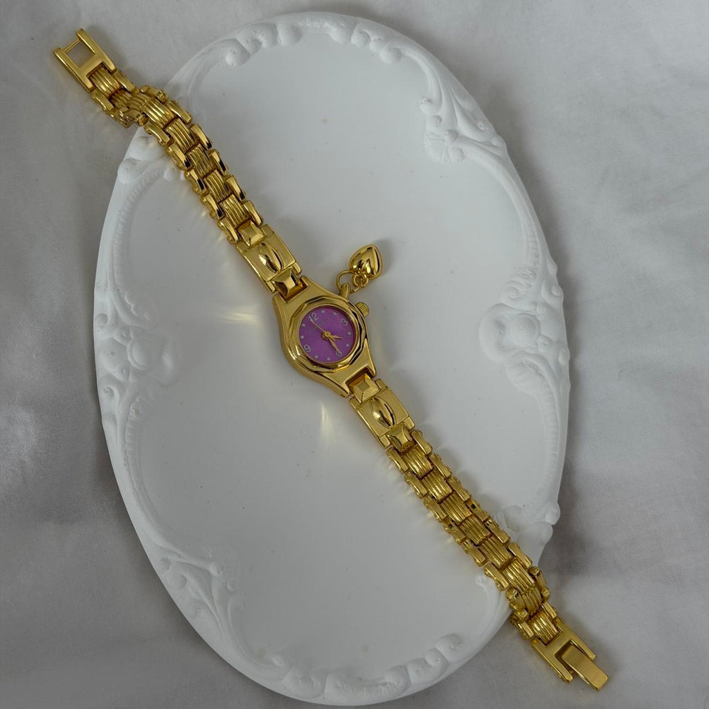 Malvina Gold/Purple Watch Heartr Charm