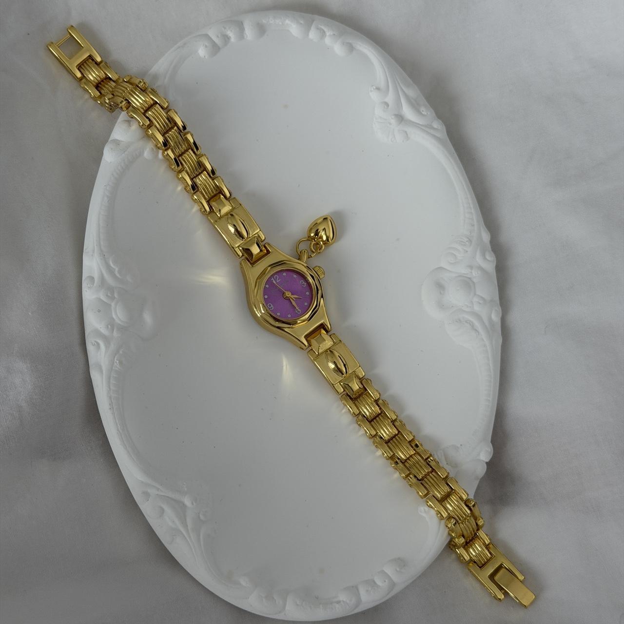 Malvina Gold/Purple Watch Heartr Charm
