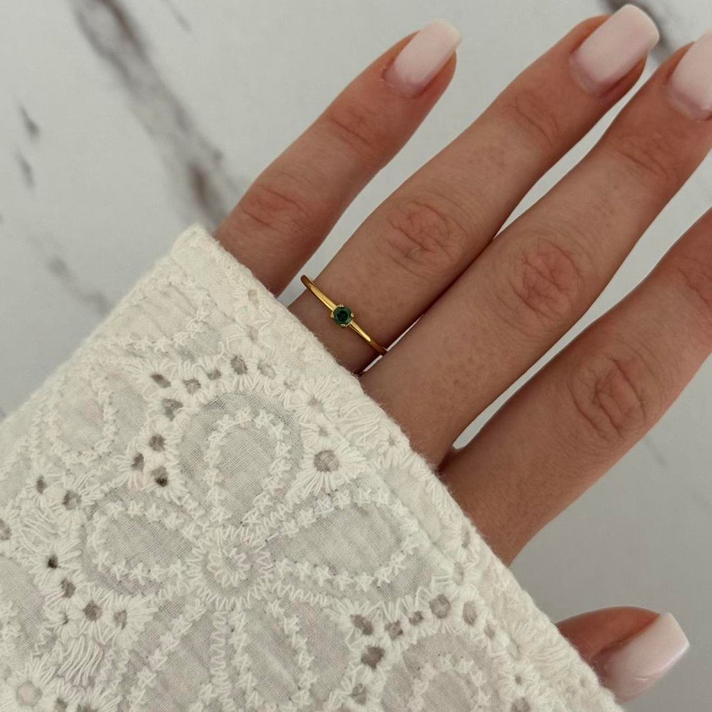 Gold/Green Zircon Stone Ring