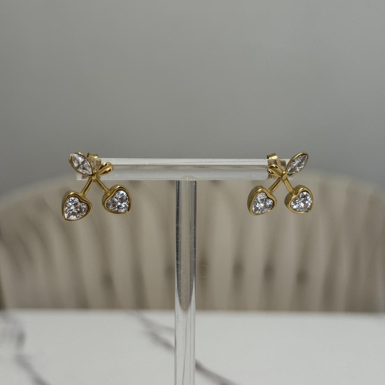 Small Gold Cherry Earrings