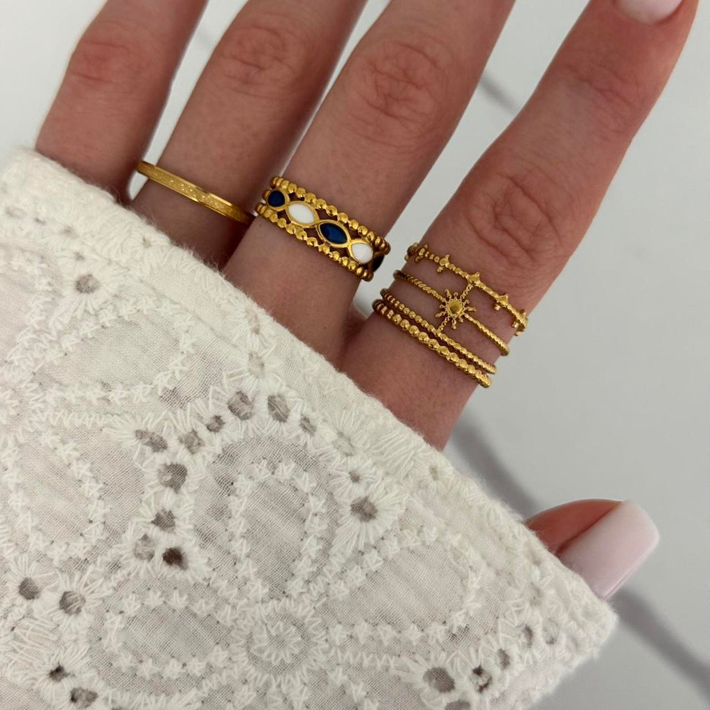 Set 3 Gold/Blue/White Rings
