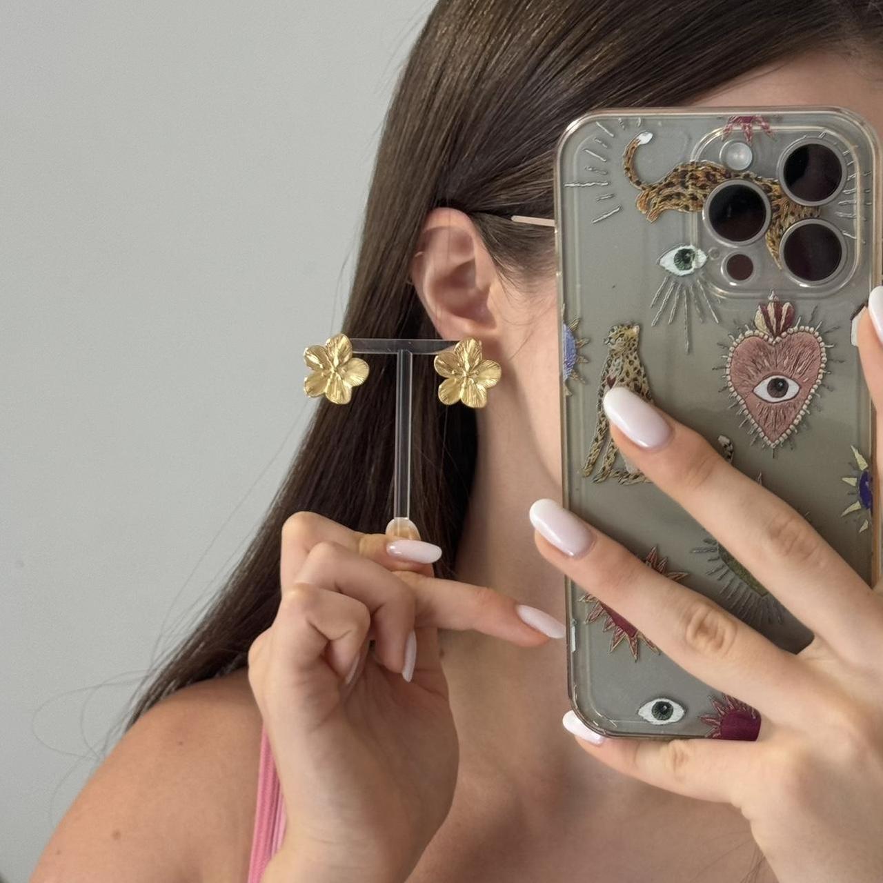 Delicate Golden Floral Earrings