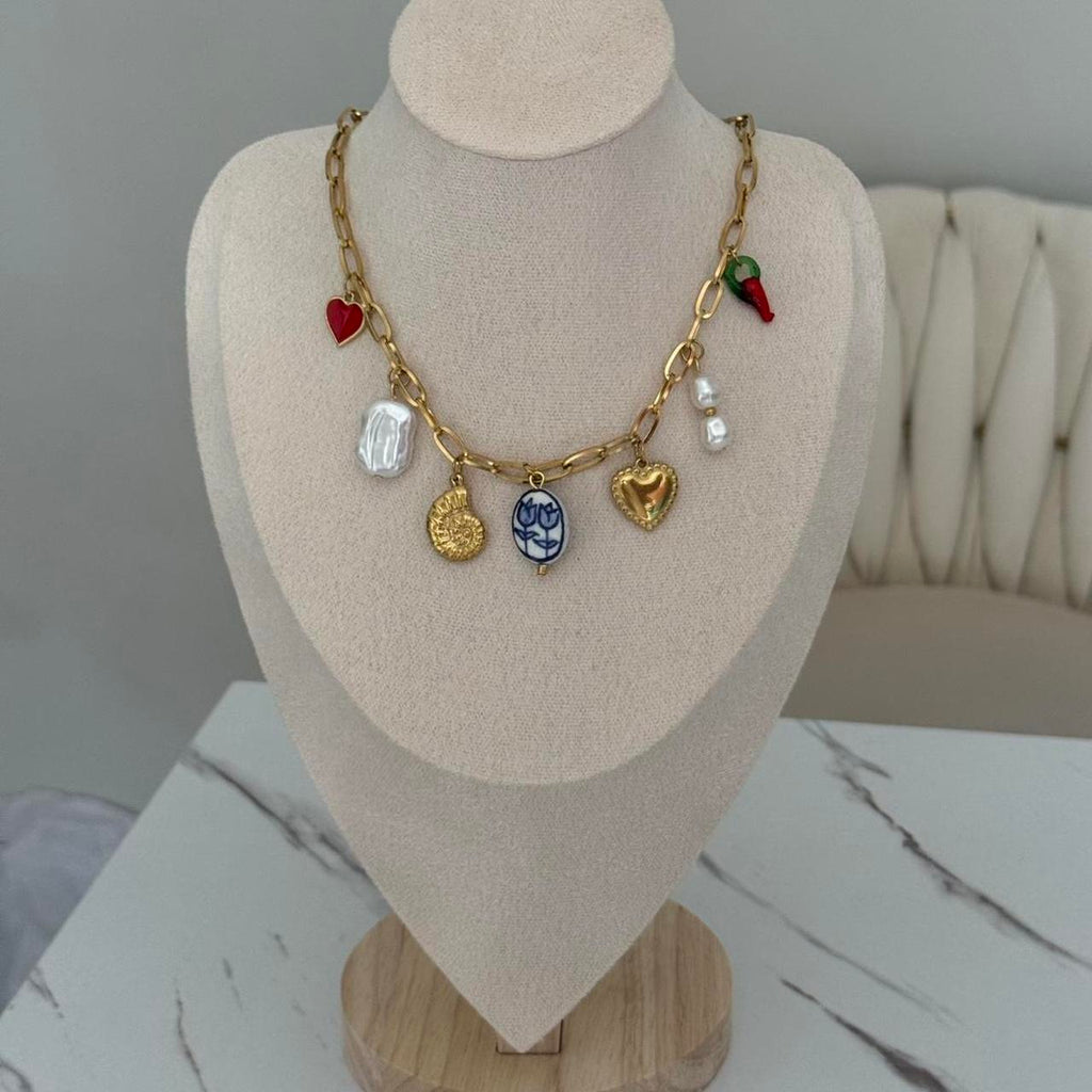 Gold Multicolour Pedants Chain Neacklace