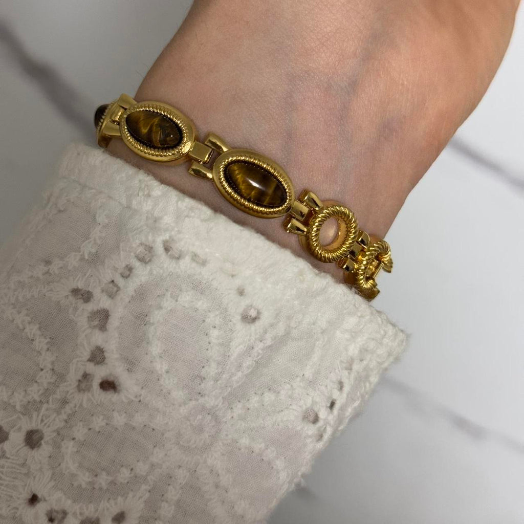 Mini watch Brown natural stone