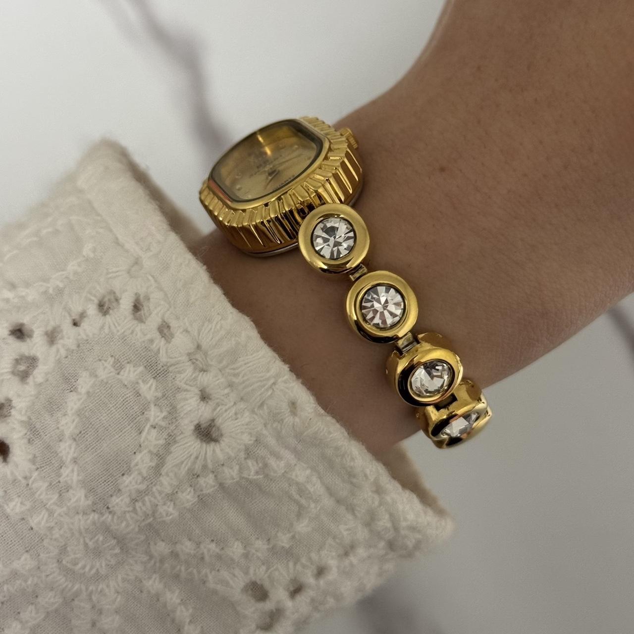 Gold Watch Bracelet Zircon Stones
