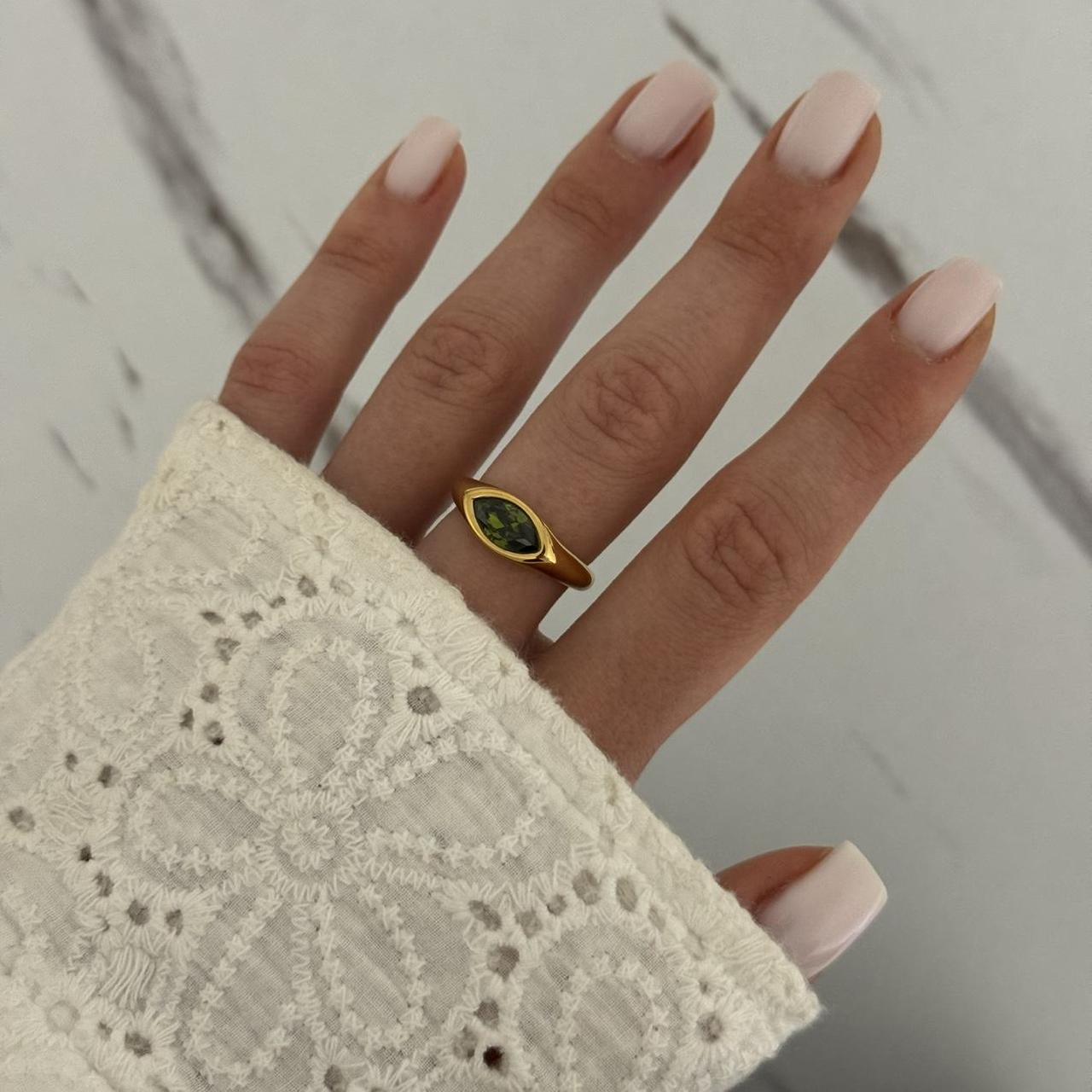 Gold Ring Green Zircon Stone