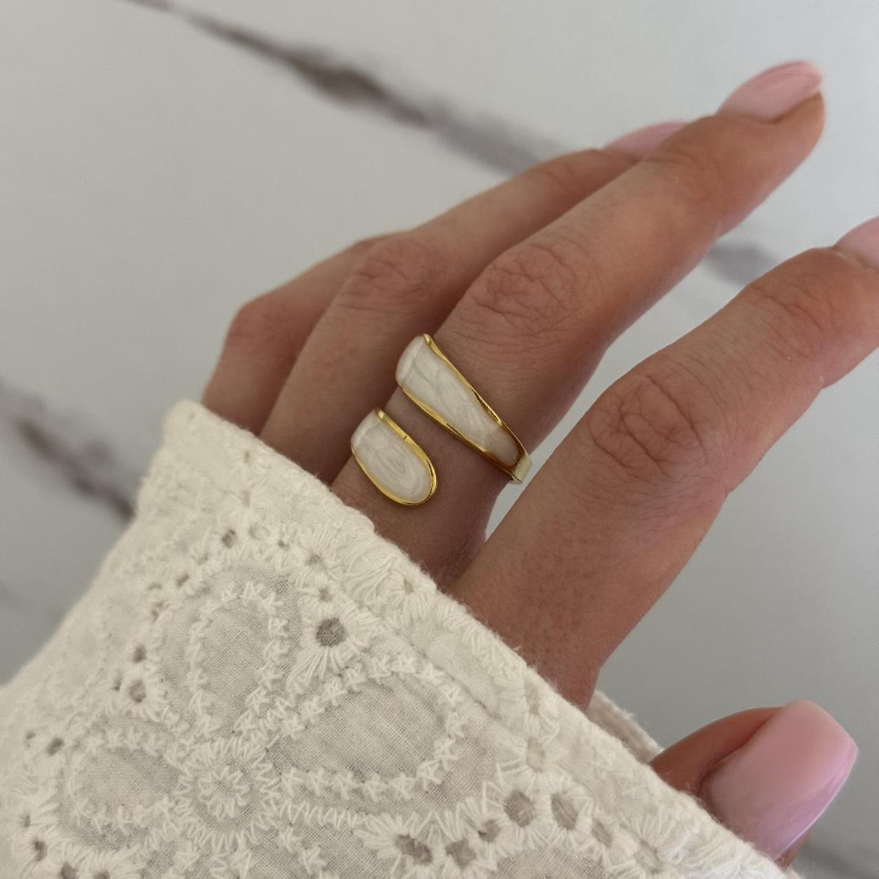 Gold White Drop Ring