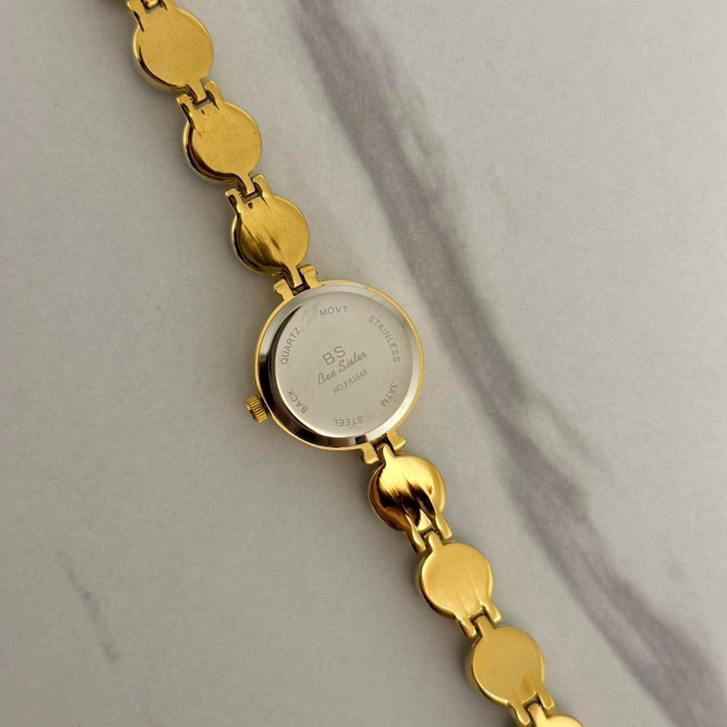 Gold Watch Bracelet Green/Blue Stones