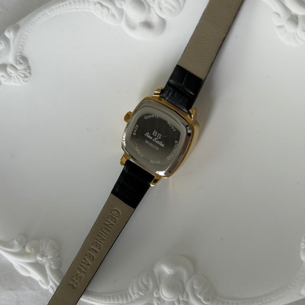 Gold/White Square Watch Leather Band