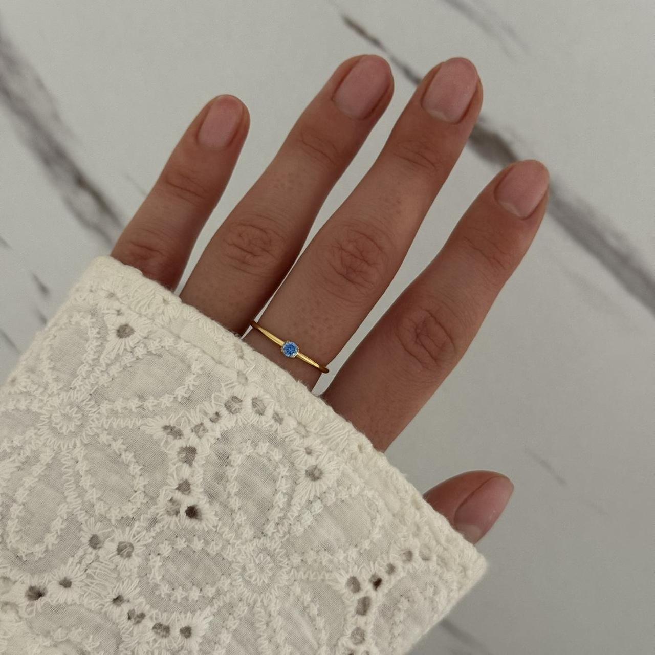 Gold Ring Sky Blue Zircon Stone