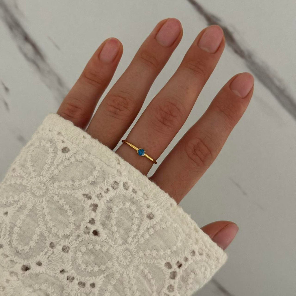 Gold/Blue Zircon Stone Ring