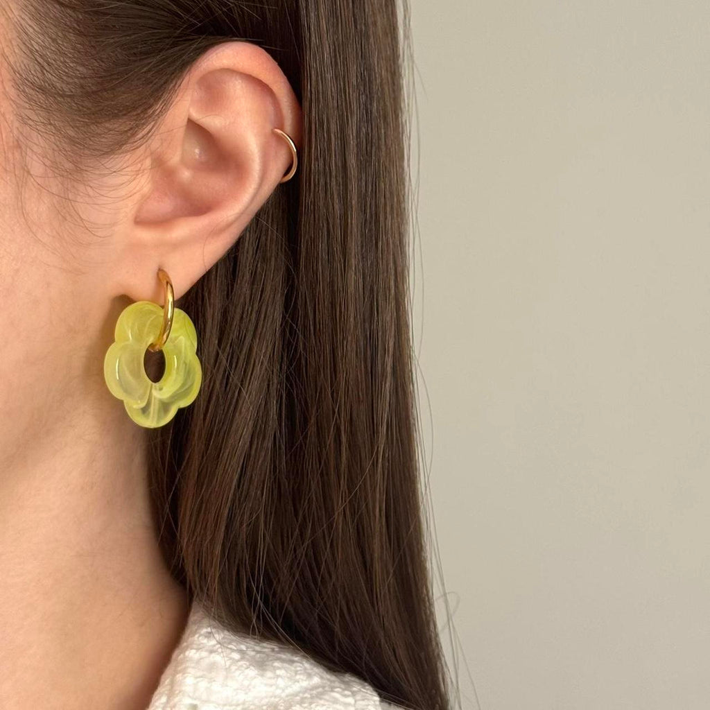 Gold/Green Hoop Earrings