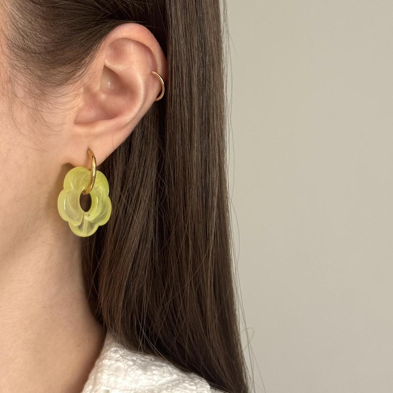 Gold/Green Hoop Earrings