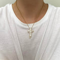 White Pearl Cross Pedant Necklace