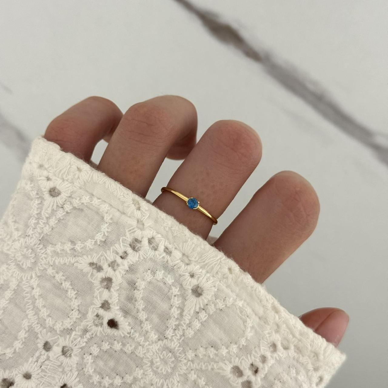 Gold/Blue Zircon Stone Ring