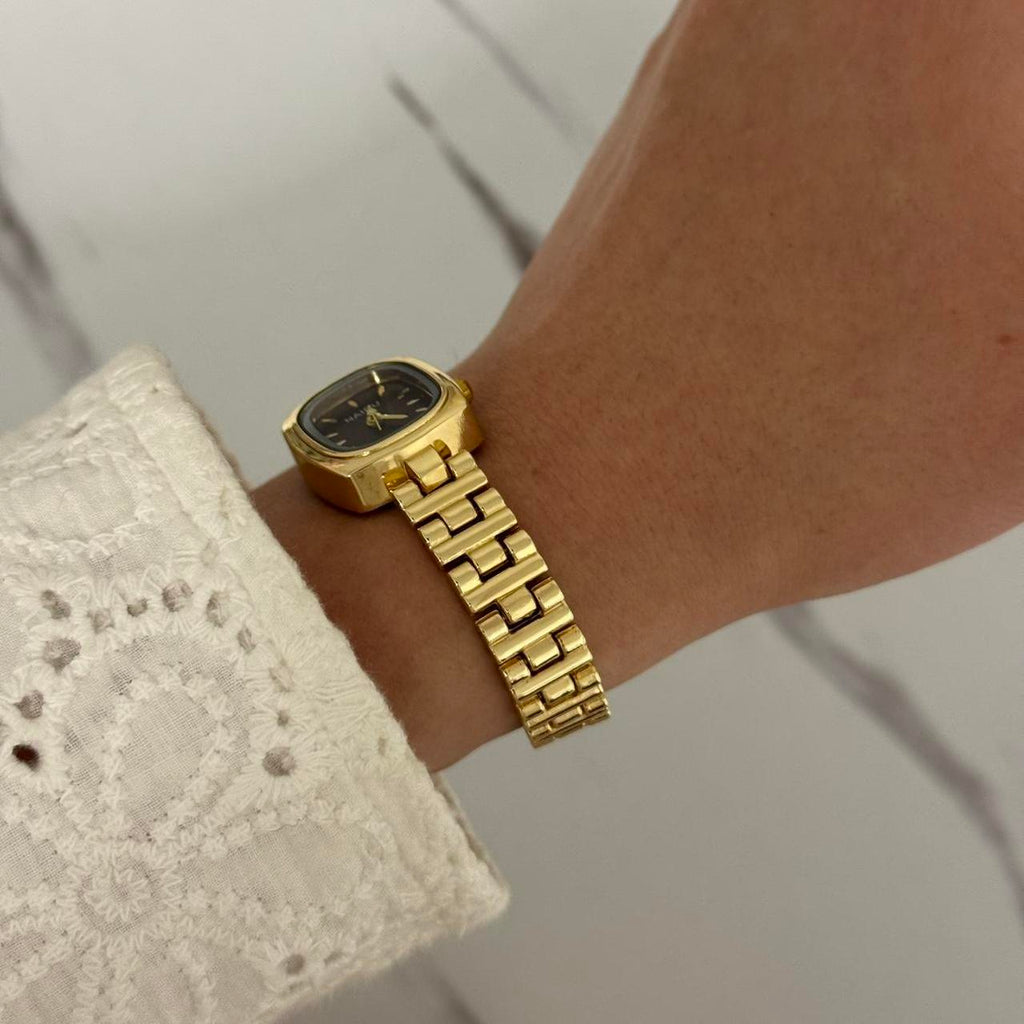 Gold/Burgundy Mini Watch