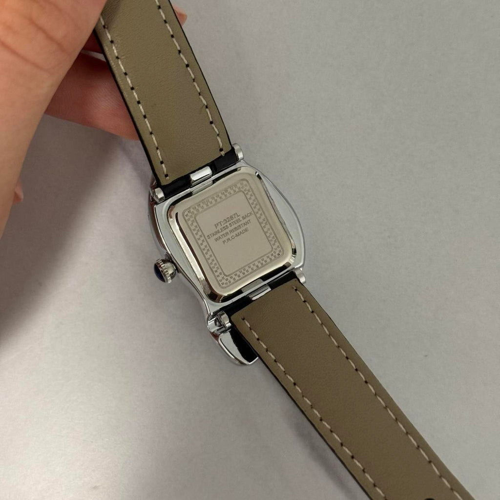 Salvador Dali Silver/White Watch With Black Leather Strap