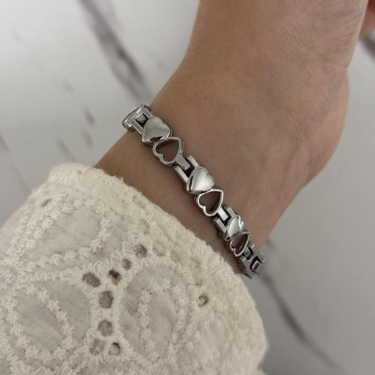 Silver/White Mini Watch Heart Charm