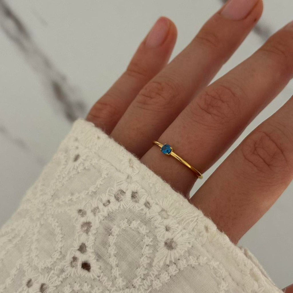 Gold/Blue Zircon Stone Ring