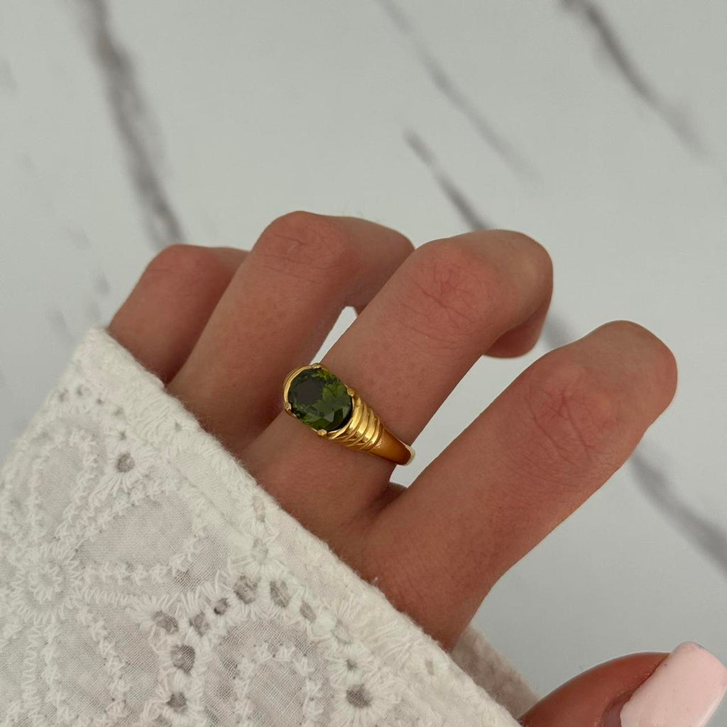 Vintage Vibe Green Zircon Stone Ring