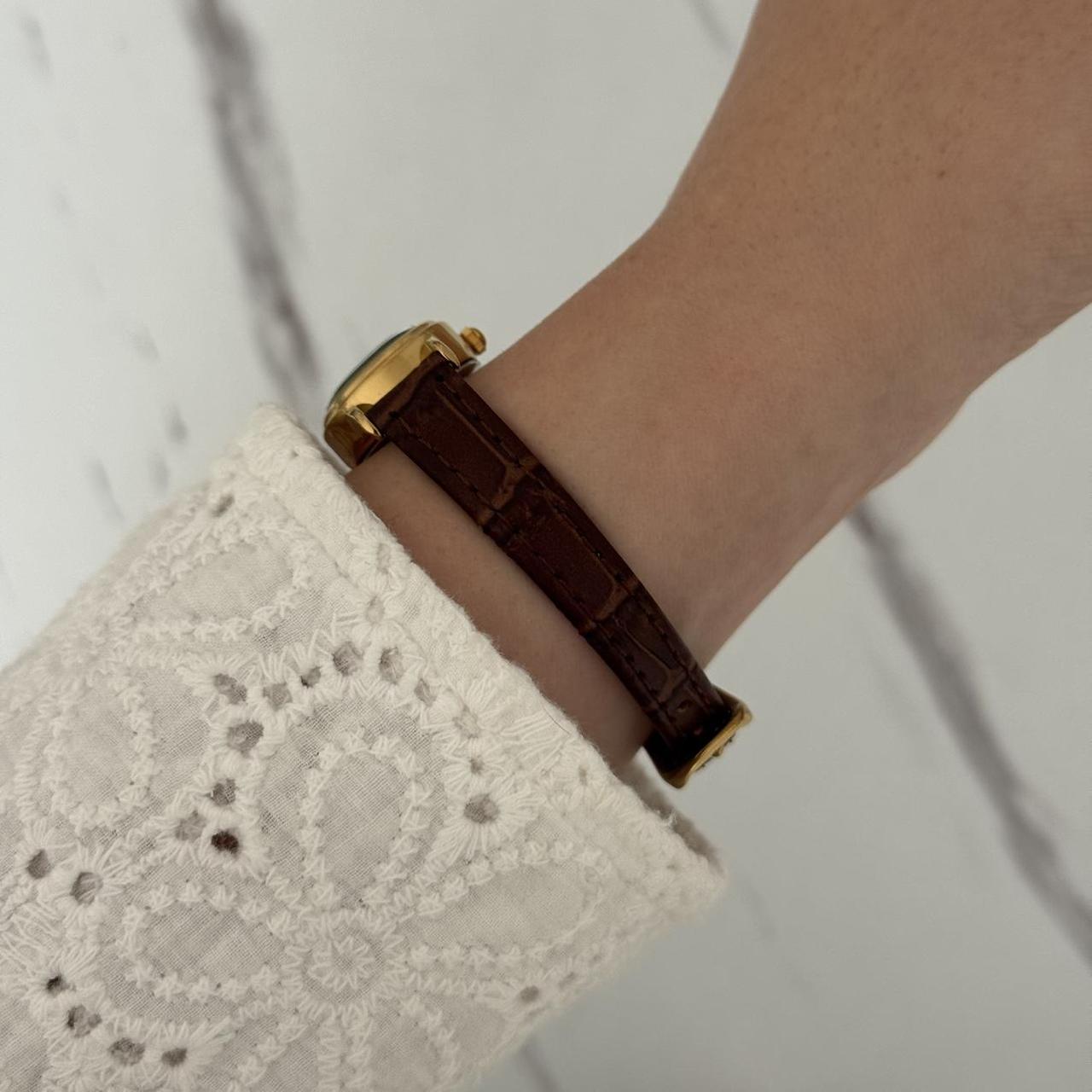 Watch Gold Brown Leather Strap