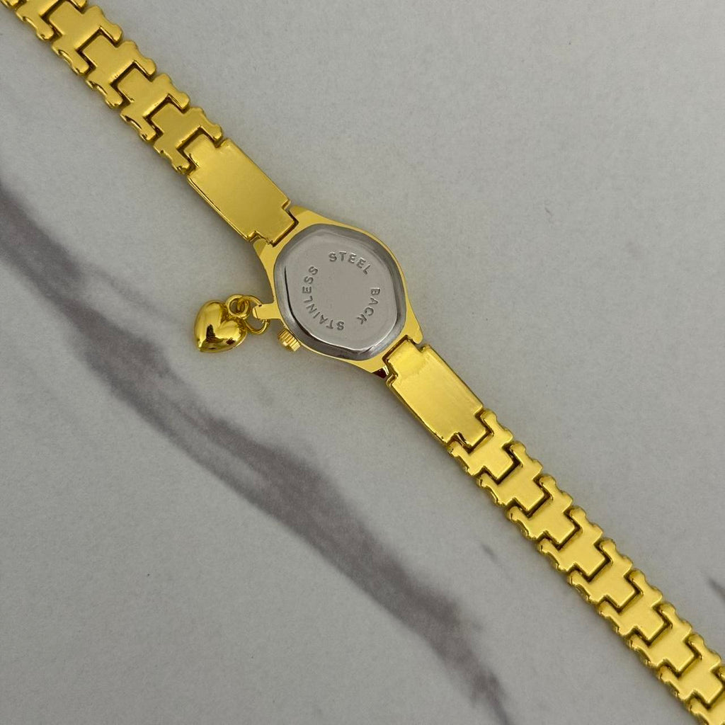 Gold/Black mini Watch Heart Charm