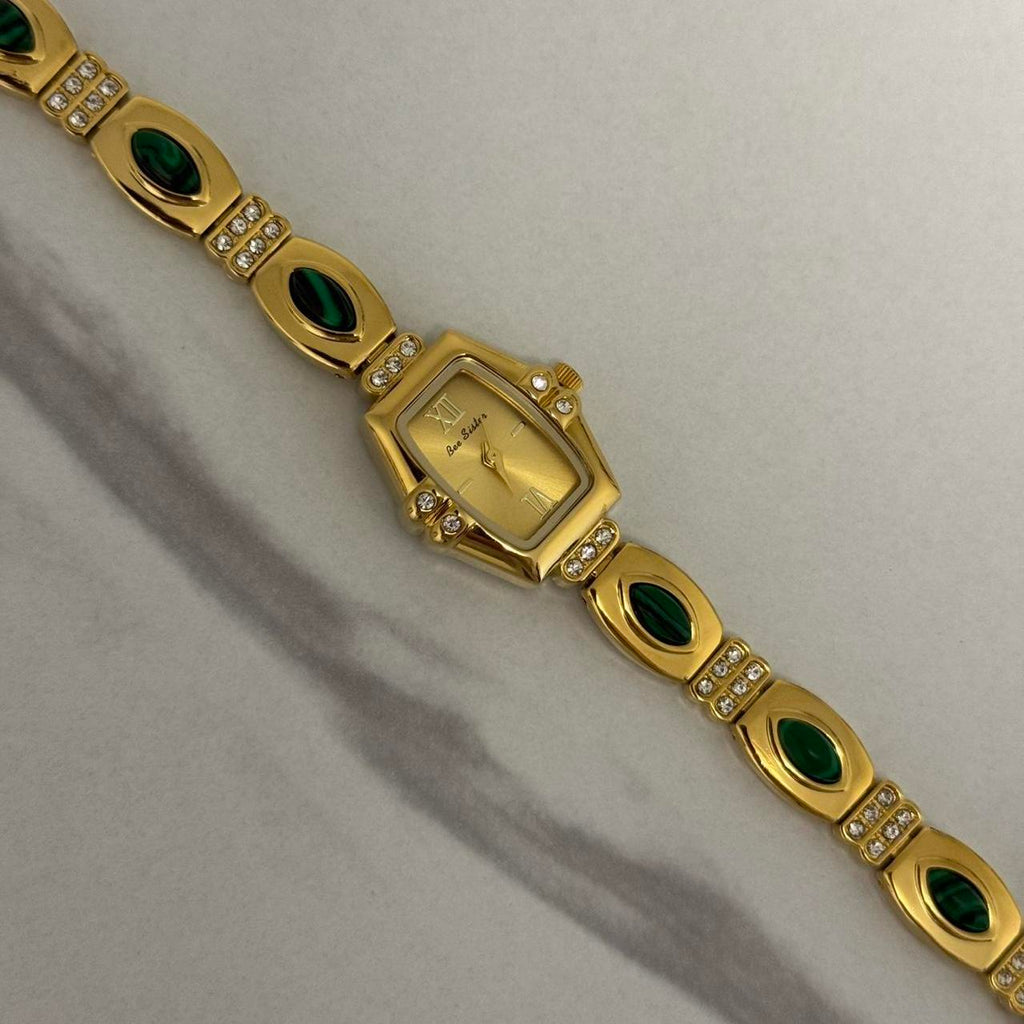 Gold/Multicolour Stones Watch