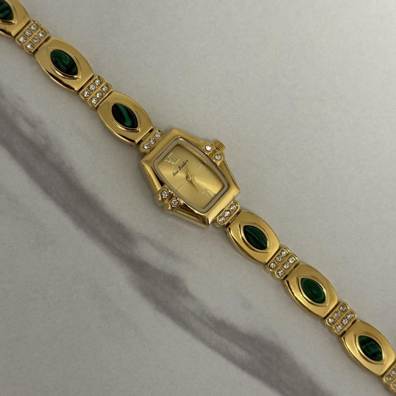 Gold/Multicolour Stones Watch