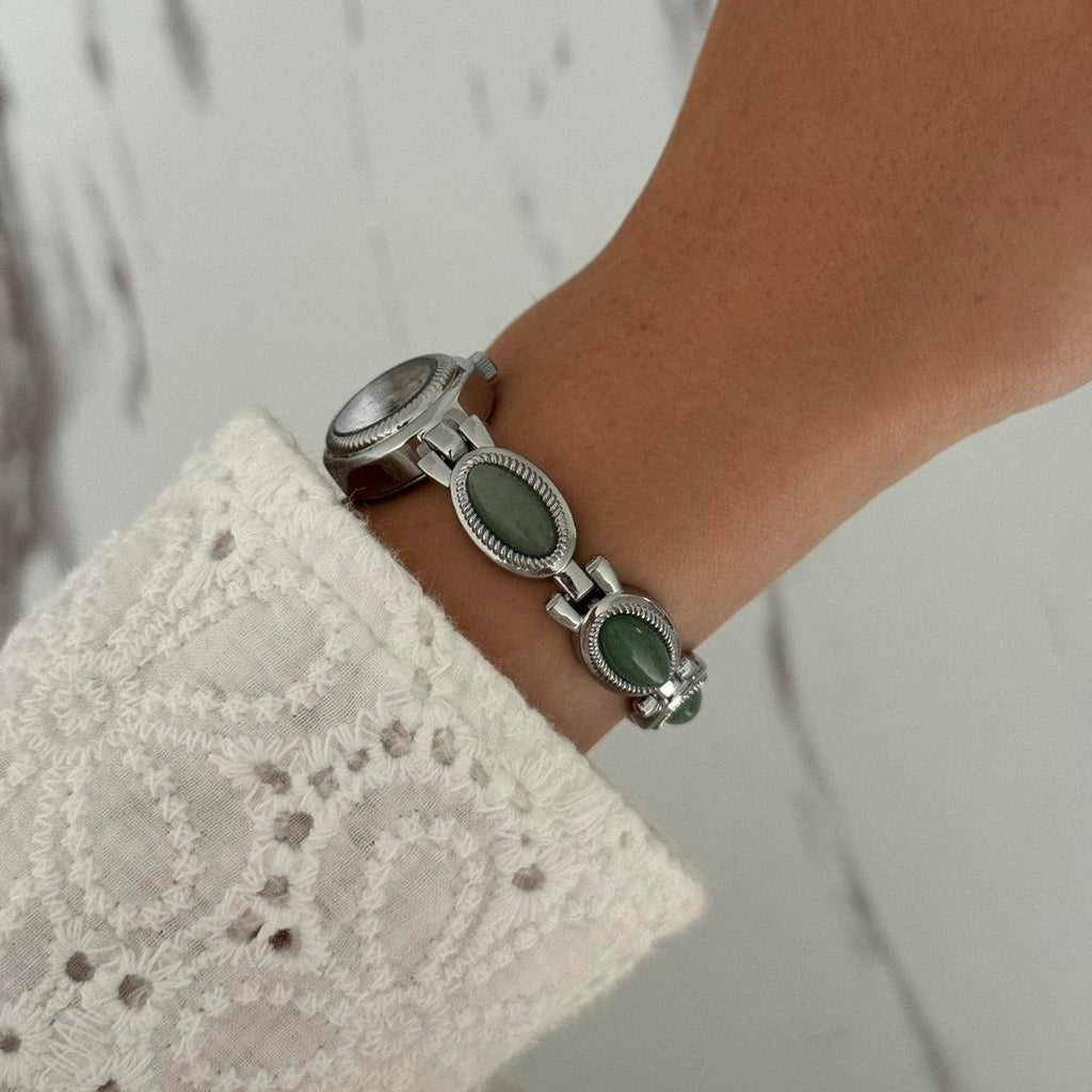 Silver/Green Watch Bracelet