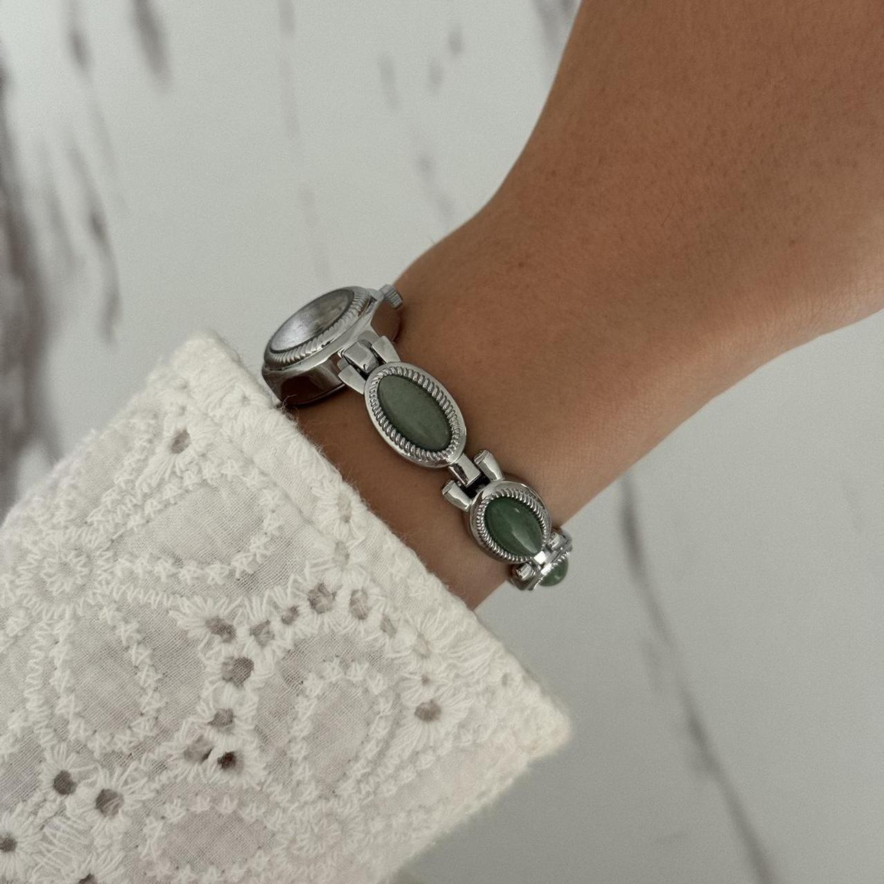 Silver/Green Watch Bracelet